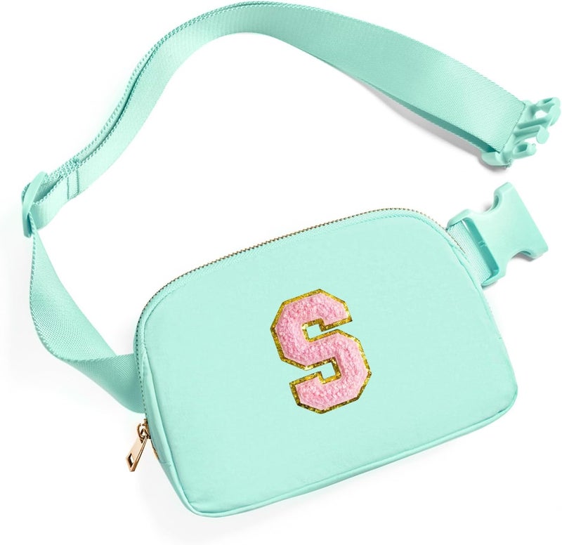 Gitus Belt Bag Fanny Pack Crossbody Bags with Initial Letter Patch Cute Stuff Birthday Gifts for Teenager Girls Trendy Preppy Stuff for Teen Girls Cool Stuff for Teens (Mint Green-S) - Image 1